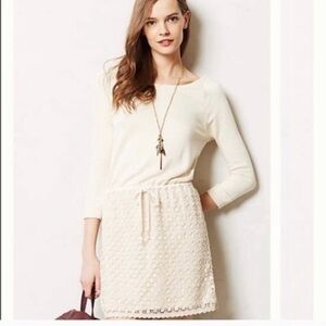 Anthropology Saturday Sunday cream cotton rayon blend cinch waist dress …